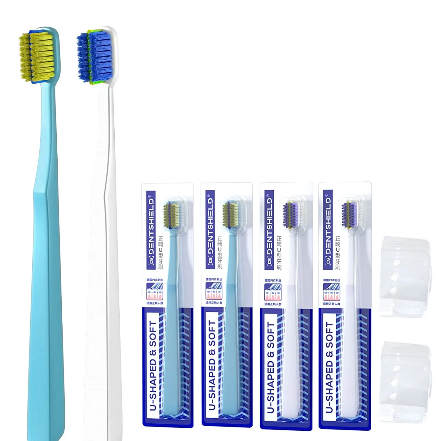 

Sdattor 1/2 Pcs Orthodontic Toothbrush 2 Color For Braces U-Shaped Soft Bristle With Toothbrush Head Cover Free Interdental Bru