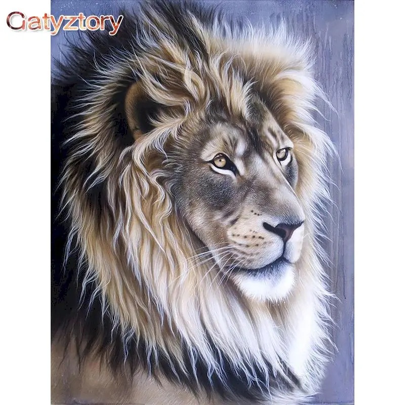 

GATYZTORY Frameless Lion Animals DIY Painting By Numbers Hand Painted Oil Painting Modern Wall Art Unique Gift For Home Decor