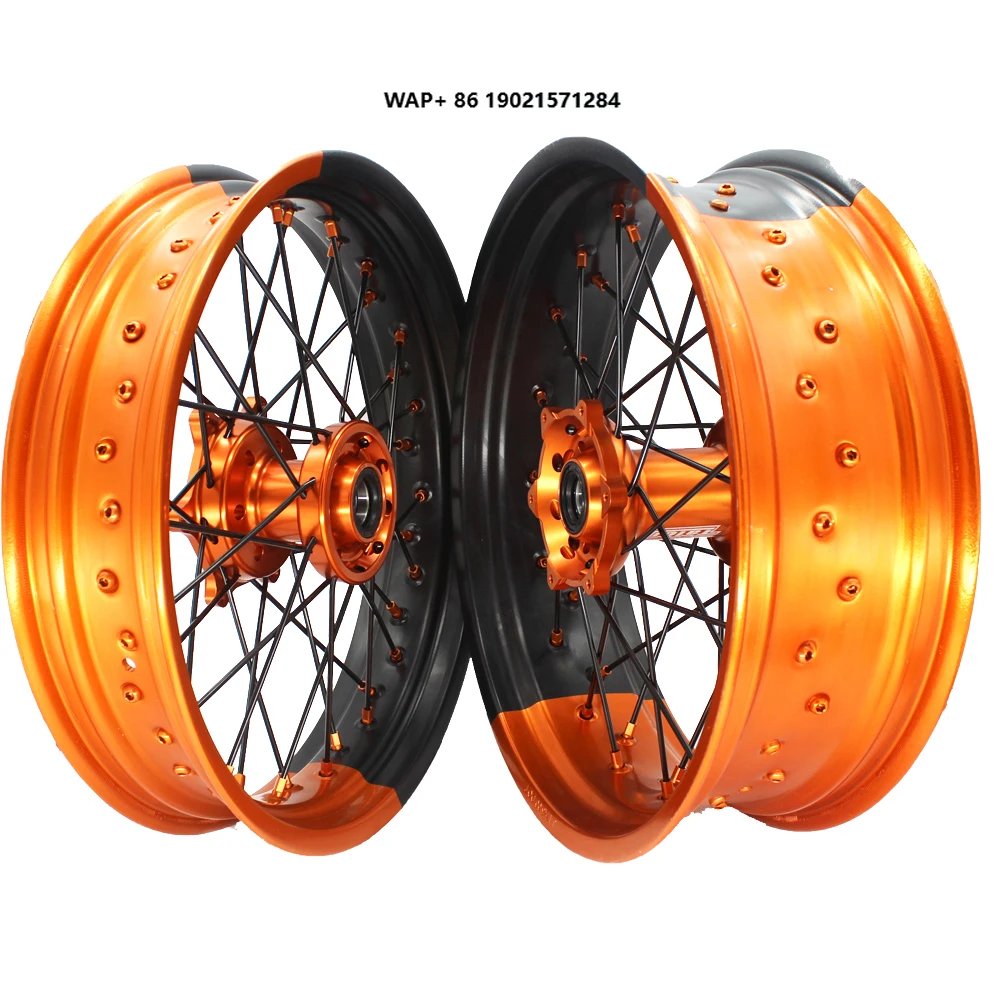 Motorcycle Wheels 17 Inch Aluminum Alloy Supermoto Wheels Motard Wheel Set for  SX SXF  EXC  125 250 450  2003-2023