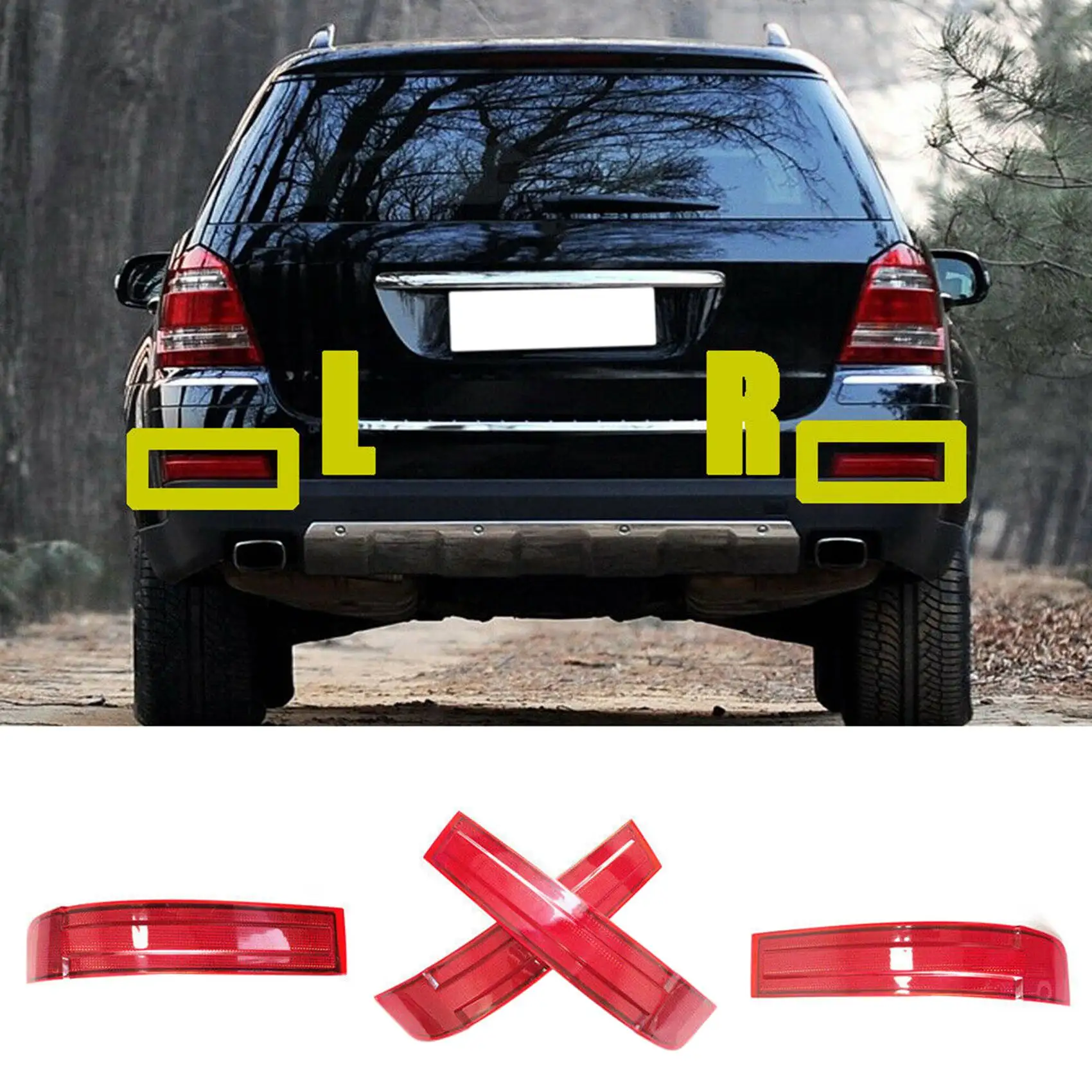 Enquêter de pare-chocs arrière pour voiture, lumière d'avertissement, lentille rouge, Mercedes-Benz X164, GL320, GL450, GL550, 2007, 2008, 2009, 1648201174, 1648201274