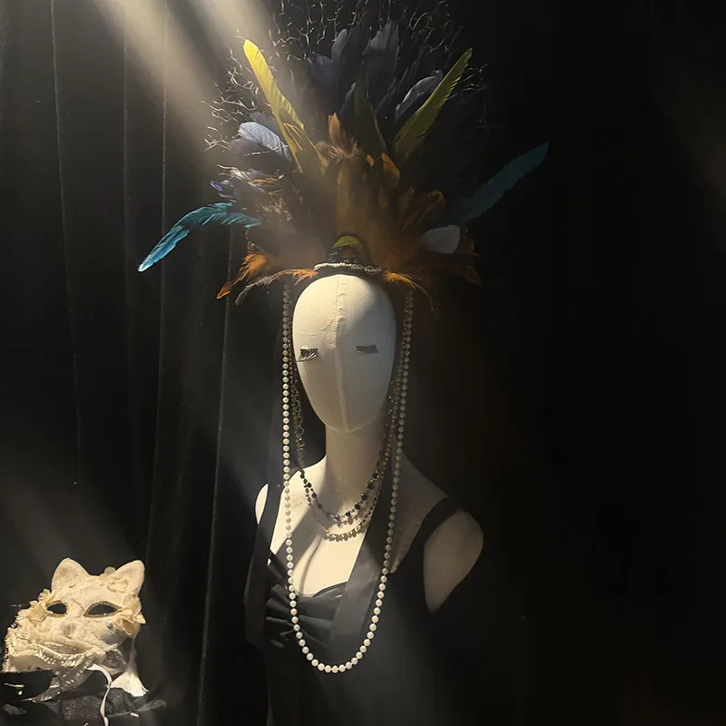 Vintage Feather Headwear Musical Stage Performance Feather Headwear Festival Accessories Performance