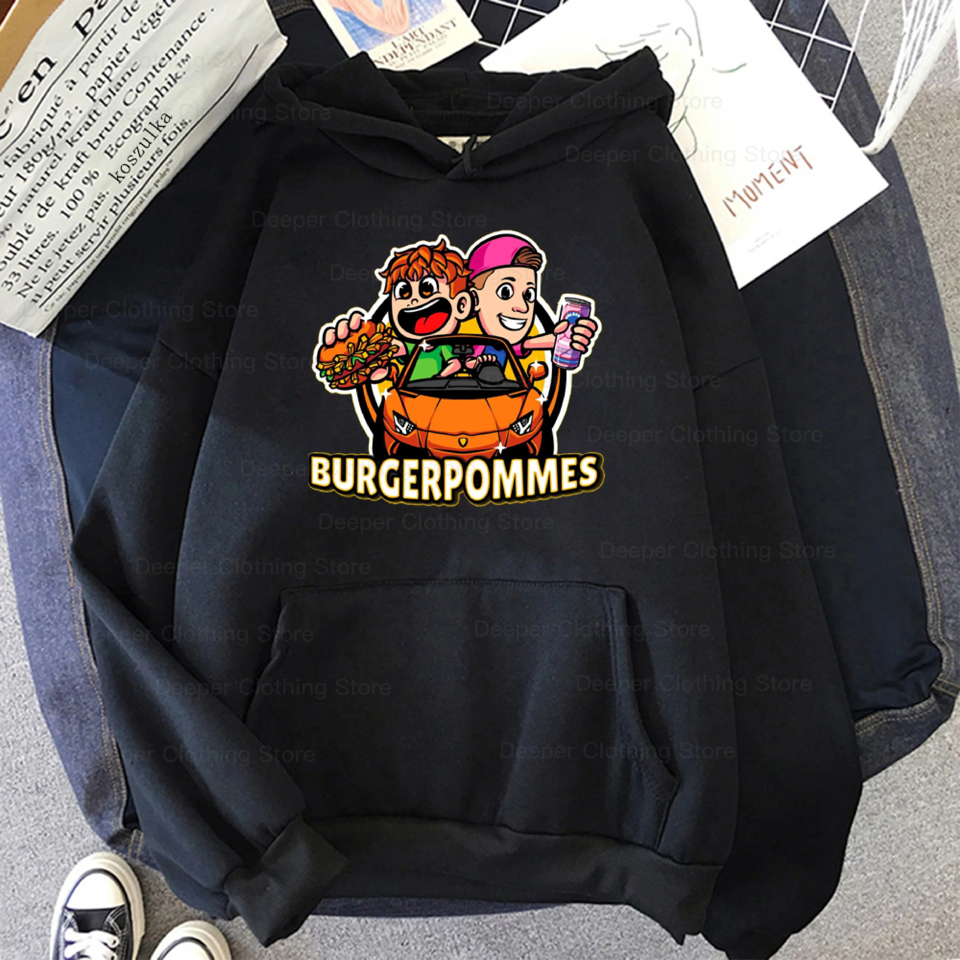 Hip Hop Burgerpommes Icrimax Hoodie Harajuku Tişörtü Elbise Erkek kız çocuklar Üstleri Çocuklar Sokak Giyim Kişilik Kazak