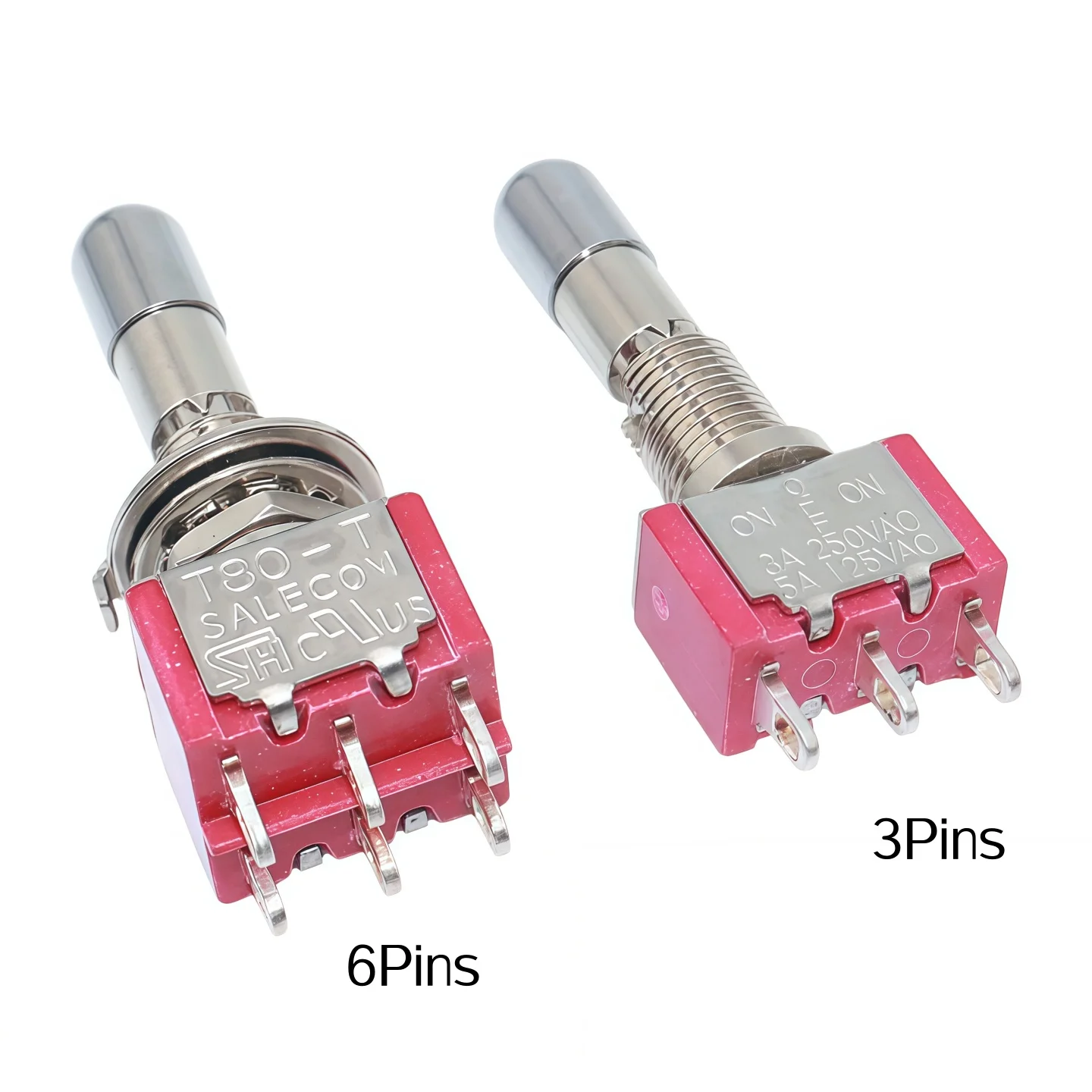 2pcs SH T8013-LKBQ Locking Lever 3/6Pin 2/3Position ON-OFF-ON SPDT Mini Toggle Switch Self Locking