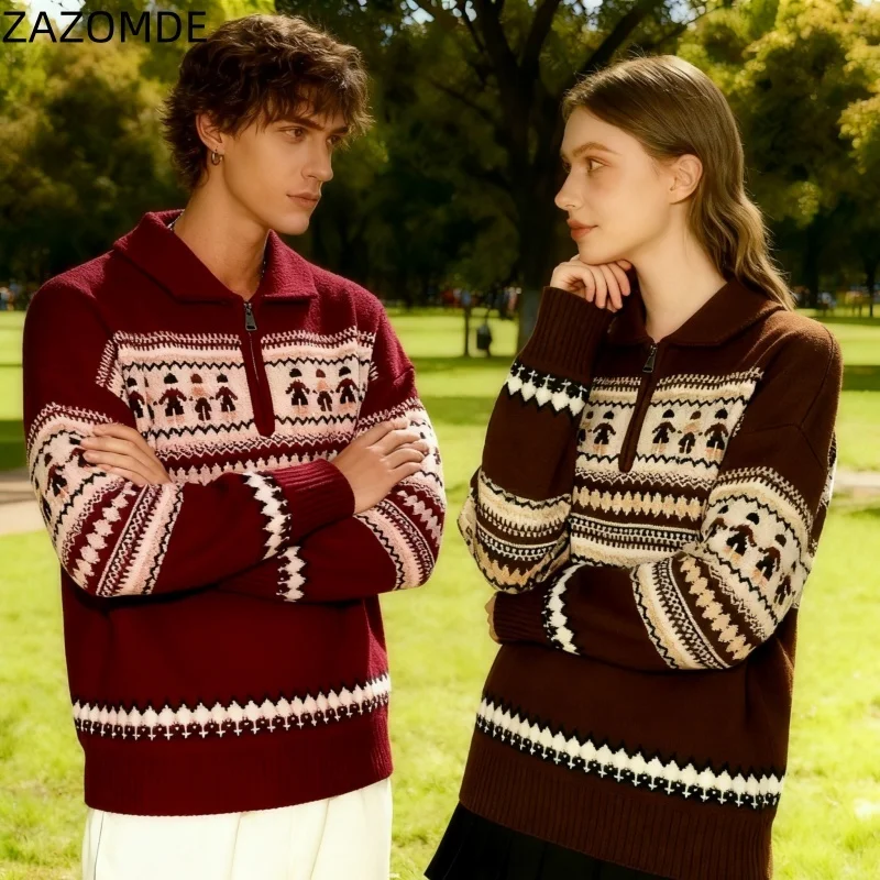 ZAZOMDE 2025 البوهيمي نمط نصف البريدي سترة للنساء الرجال خمر مستوحاة القبلية طباعة فضفاضة تناسب متماسكة البلوز تصميم فريد من نوعه #6