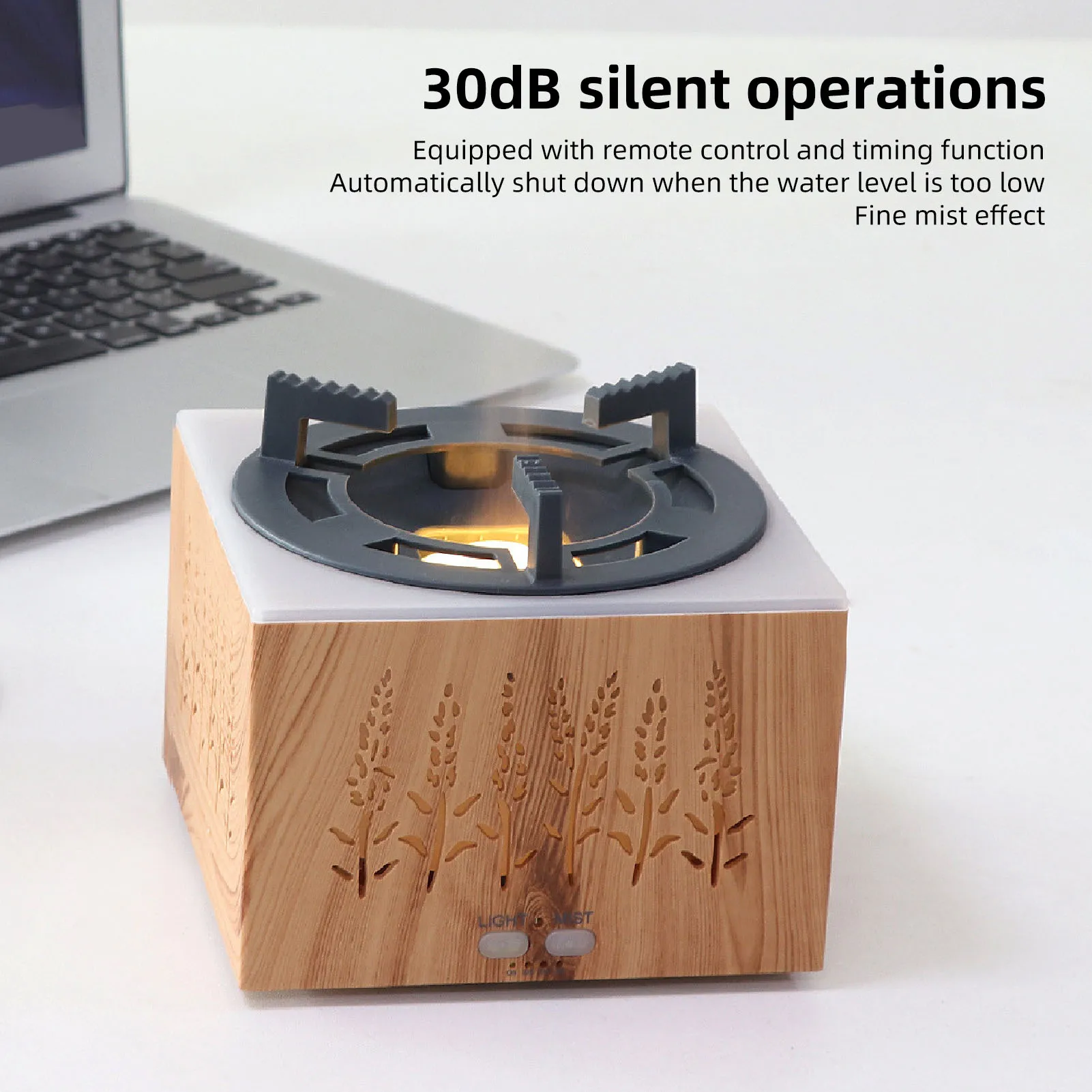 Flammenbefeuchter, Luftverdampfer mit ätherischen Ölen für Zuhause, Büro, Schlafzimmer mit Timer-Funktion, 400 ml USB-Aromatherapie-Diffusor