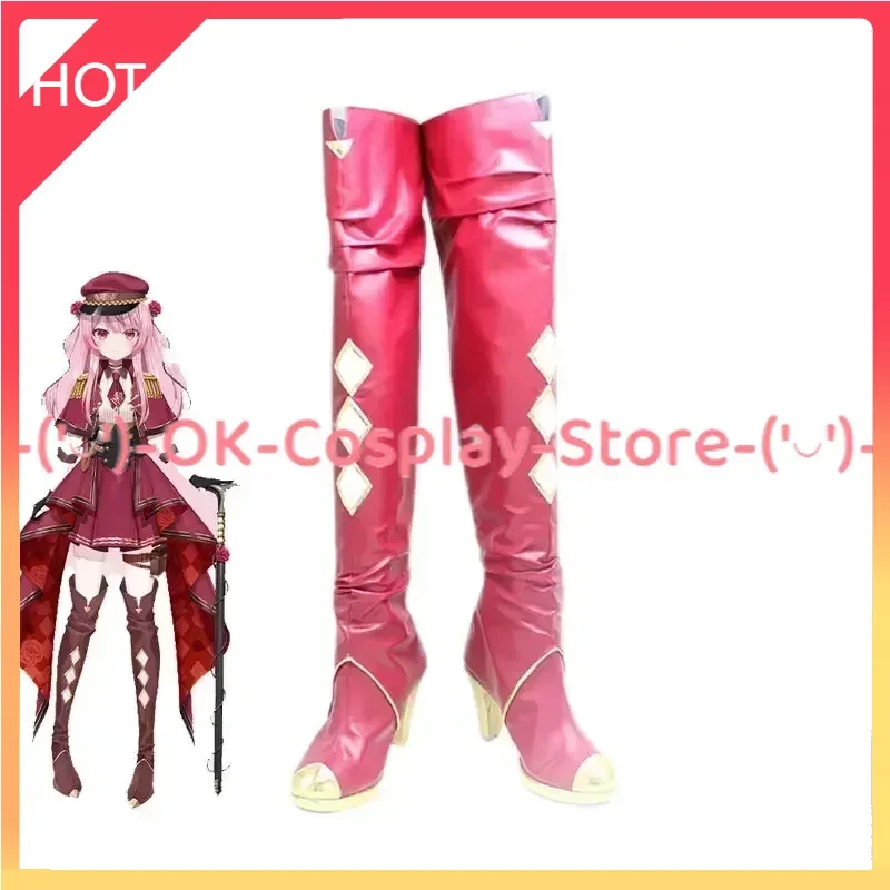 Rosemi Lovelock Cosplay Boots Youtuber Vtuber Cosplay Shoes  Halloween Carnival Prop High Heel Red PU Leather Shoes Custom Made