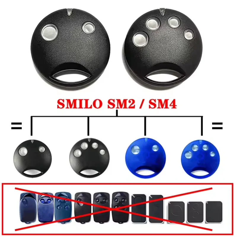 

2PCS SMILO SM2 SM4 Garage Door Remote Control 433.92MHz Rolling Code For SMXI SMX2R SMX2 SMXIS OXI OX2 Receiver Controller Motor