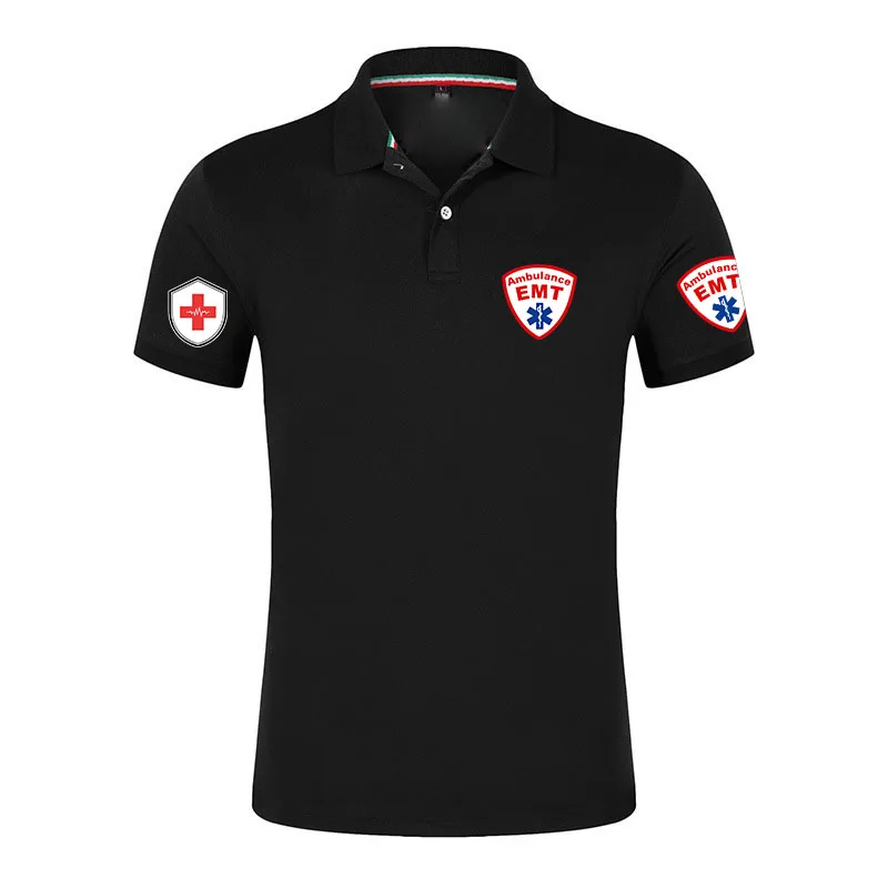 Camiseta Deportiva Casual Transpirable para Hombre, con Logotipo de Ambulancia de Emergencia EMT, Color Sólido, Estilo Polo Chino, Verano 2026