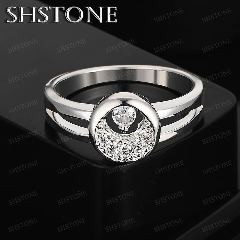 

AAA Zircon 925 Sterling Silver Round Ring For Lady Party Charm Engagement Wedding Accessories Men Fashion Jewelry Holiday Gifts