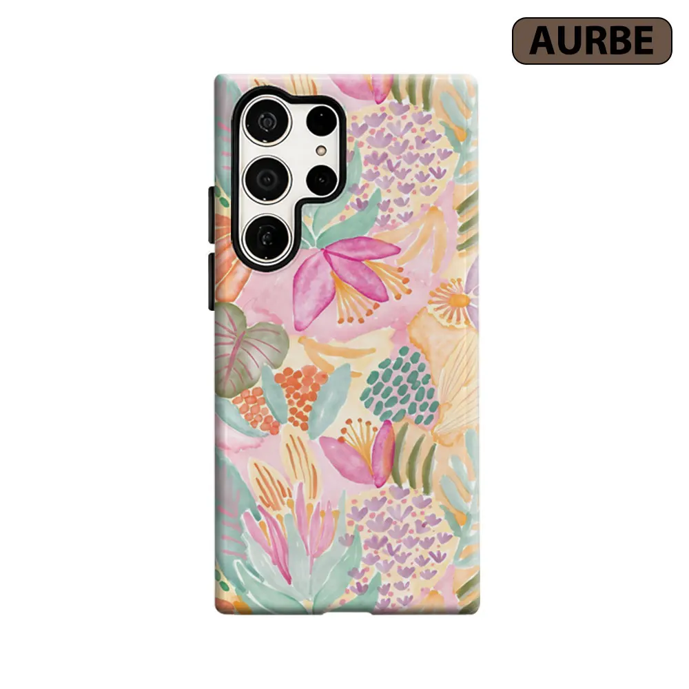 Aurbe Phone Case For Samsung Galaxy S26 S25 S24 S23 Ultra Plus HD Hard Pastel Paradise Double Layer Film Cover