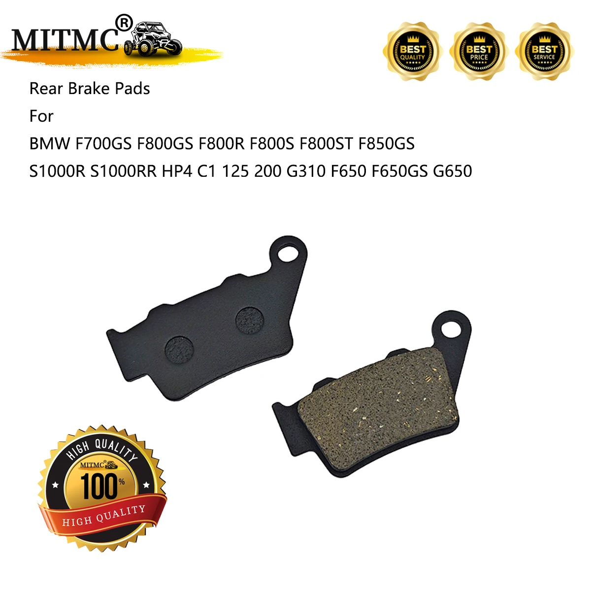 

Rear Brake Pads For BMW F700GS F800GS F800R F800S F800ST F850GS S1000R S1000RR HP4 C1 125 200 G310 F650 F650GS G650