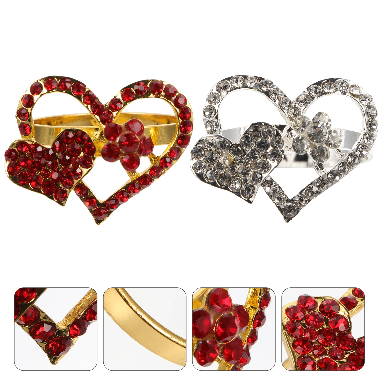 

2Pcs Heart Dinner Napkin Ring Rings Reusable Alloy Dinner Party Decoration Valentine Day Table Setting Accessories