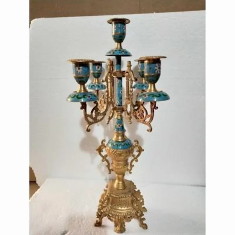 Candle holder Gold retro candle holder, home fireplace porch ornament tabletop
