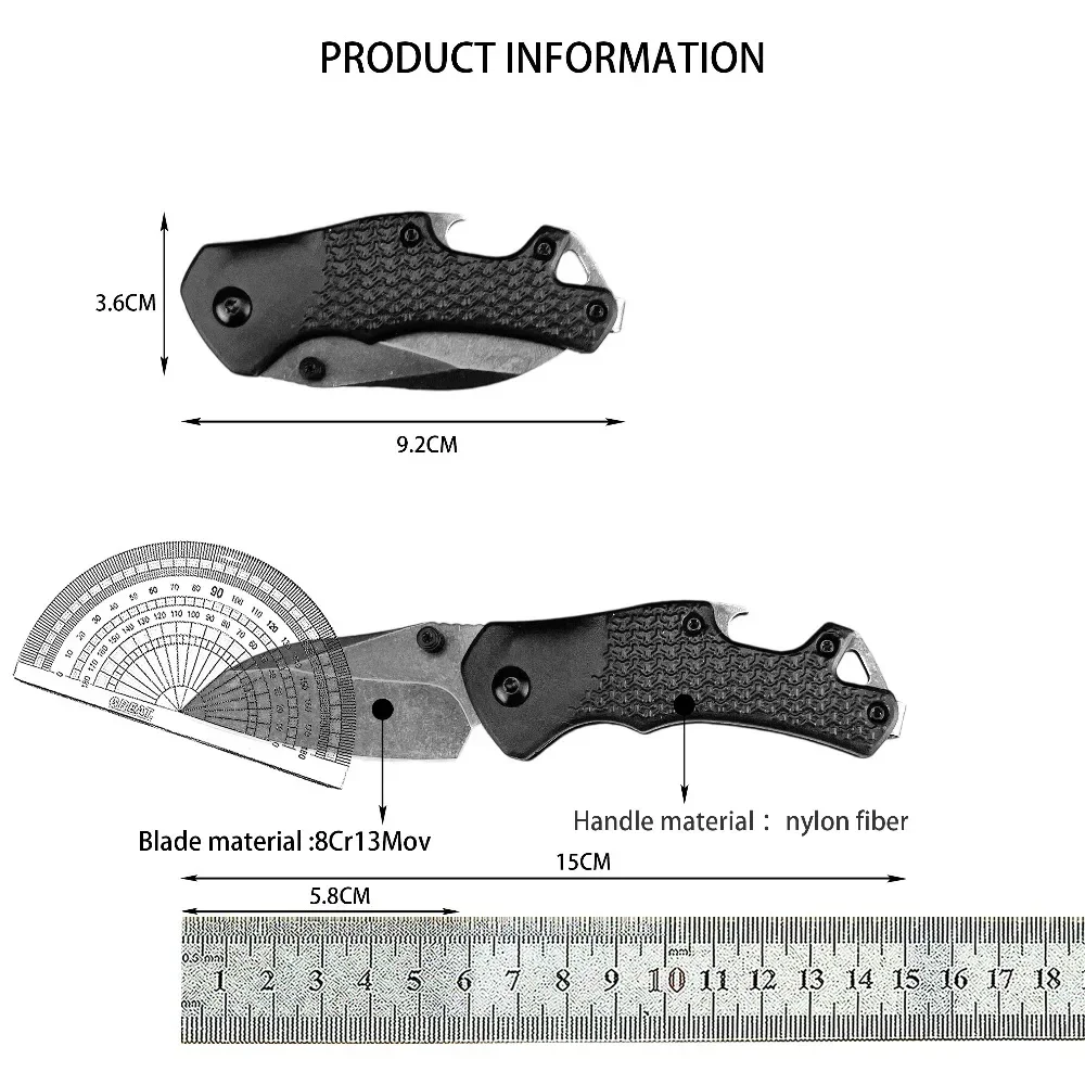 มีดสไตล์ใหม่กลางแจ้งมีดพับมืออาชีพ 8Cr13Mov ใบมีดไนลอนไฟเบอร์ด้ามจับมีดเอาชีวิตรอดมีดผลไม้มีดพกพา