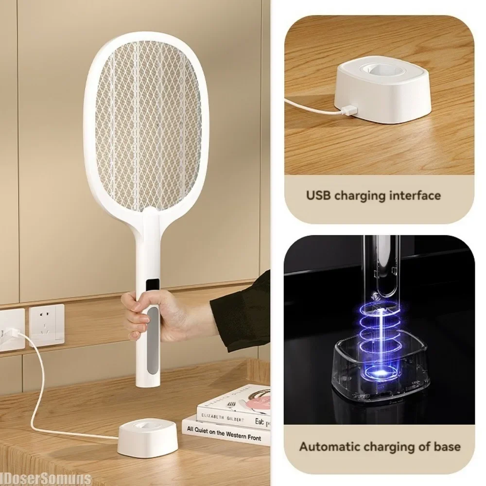 Exterminator Rechargeable Electric Fly Swatter Detachable Handheld Auto Swat Mode 4000V Type-C Rechargeable