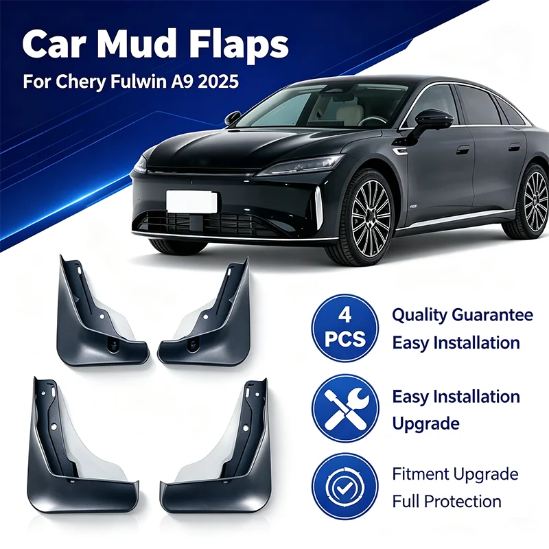 For Chery Fulwin A9 2025 4Pcs Mud Flaps Splash Guards Front Rear Wheel Fender Mudguards Car Exterior Protection