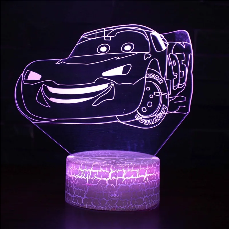 Disney Cute Car 3D Lamp LED Night Light McQueen Kids Table Lamps Nightlight for Children\'s Lights Bedroom Desk Decor Gifts