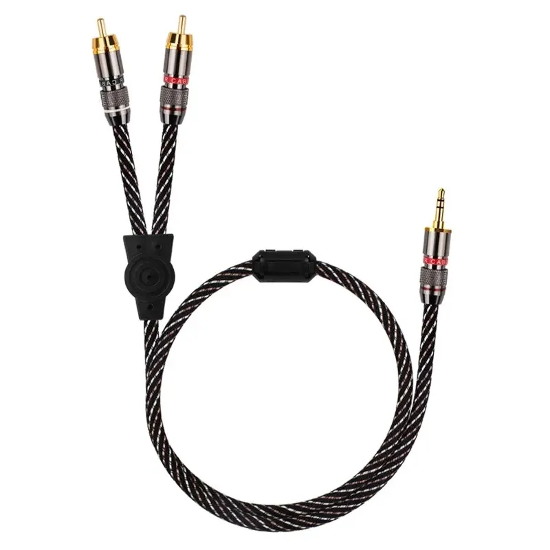 YYAUDIO HiFi 3.5mm do 2rca Kabel audio 6N OFC AUX 3.5 Stereo Jack RCA Y Rozgałęźnik Kabel do MP3 MP4 PC Wzmacniacze Telefoniczne Mikser