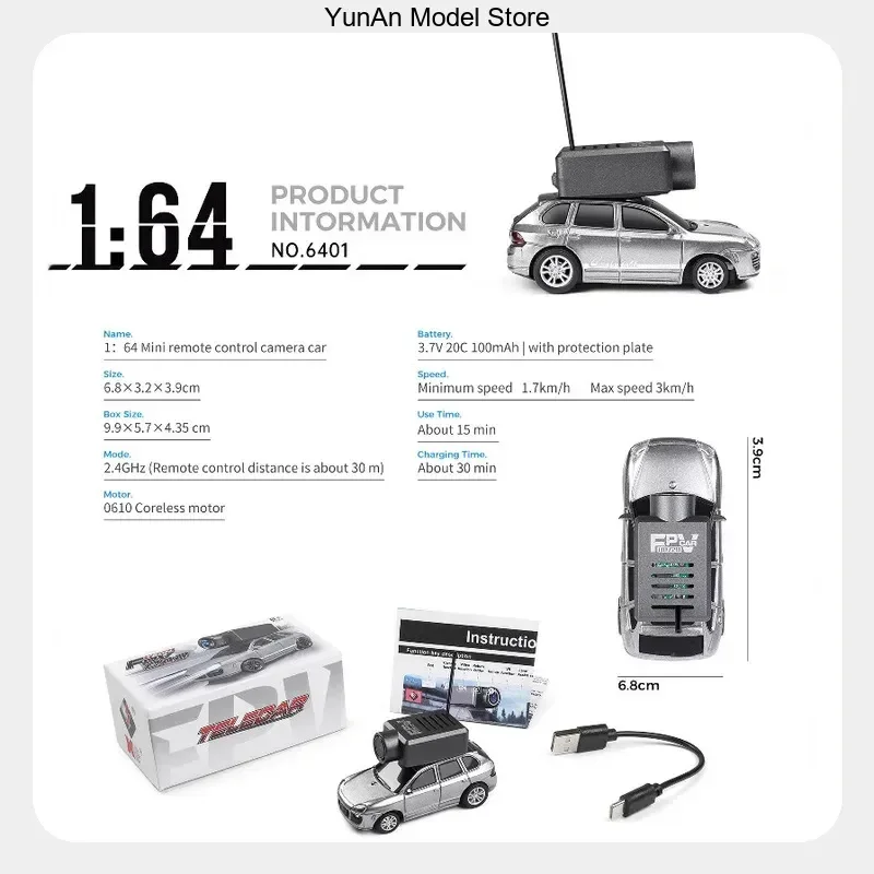 WLtoys 6401 1/64 Scale FPV Mini RC Car with HD Camera APP Remote Control 3-Speed Modes Built-in Gyro Stabilizer Drift RTR