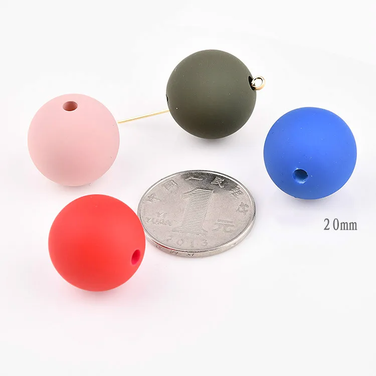 Korea color matte rubber, round bead, hair ring, DIY accessories accessories, sweater Necklace material ball