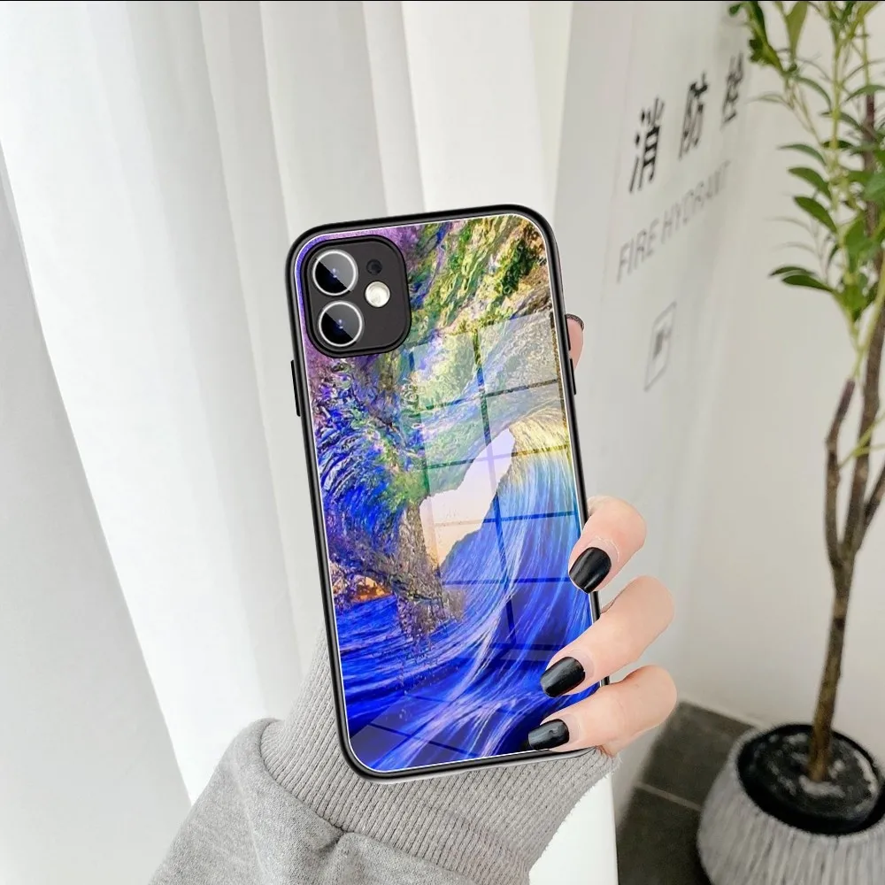 The sea Water wave Waves  Phone Case Tempered Glass FOR IPhone15  14 13 11 12 Pro 8 7 Plus X 13 Pro MAX XR XS MINI Covers