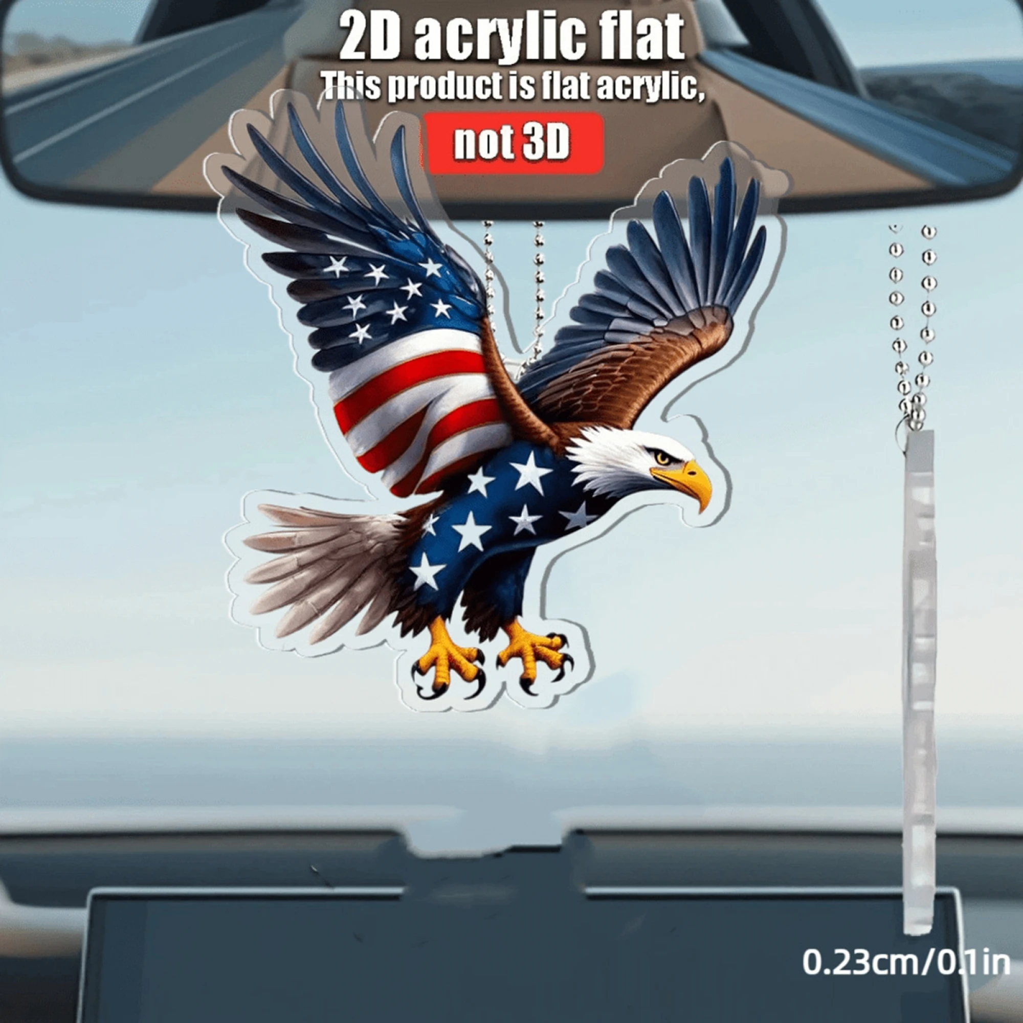 Patriotic Bird Acrylic Hanging Ornament 2D Flat American Flag Pattern 4th of July Independence Day Decor