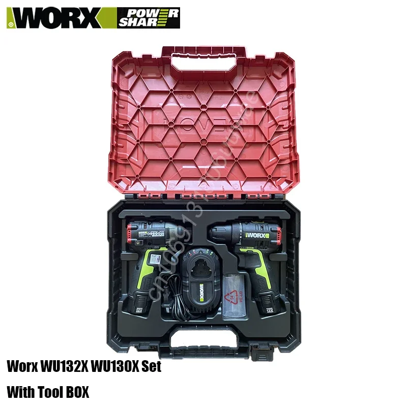 Worx Combol Set with Tool Box Cordless Impact Screwdriver Drill WU129 WU130X WU132 WU132X Brushless Univeral WORX 12v Battery