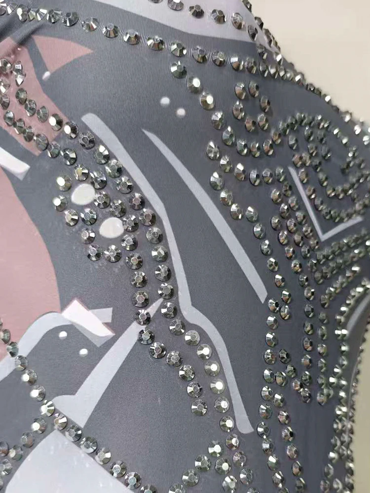 Sparkly Rhinestones Bodysuit Long Sleeve Dancewear Top Stage Costume Performance Drag Queen Outfit Show Nightclub Singer Dancer