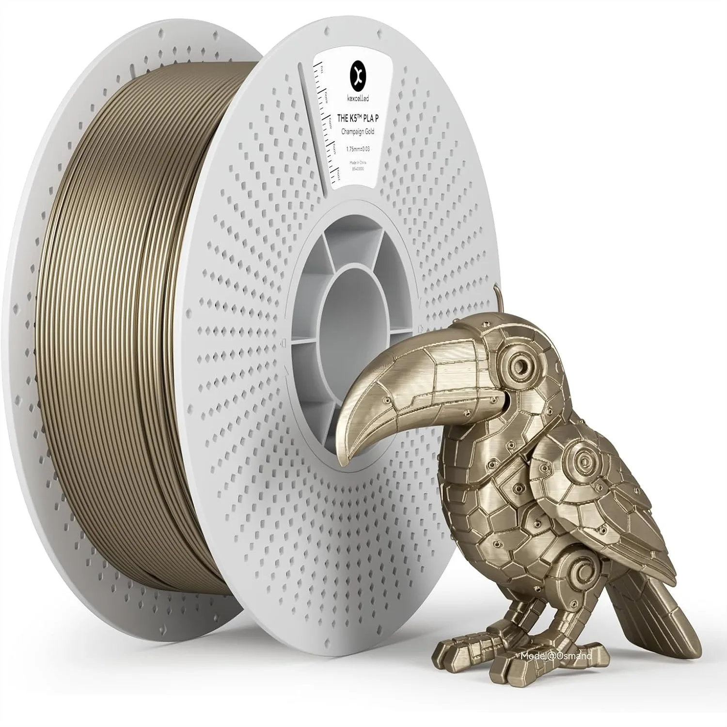 

Metallic PLA Filament 1.75mm, Silk Metal Glossy Finish, Champagne Gold, +/-0.03mm, 1kg Spool for 3D Printer