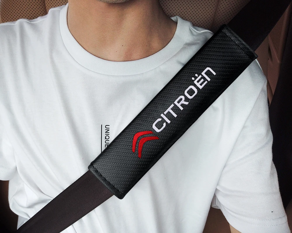 1/2pc Car Seat Belt Cover Car Carbon Fiber Safety Belts Shoulder Protection For Citroen C1 C2 C3 Grand C4 Picasso VTS C-ELYSEE