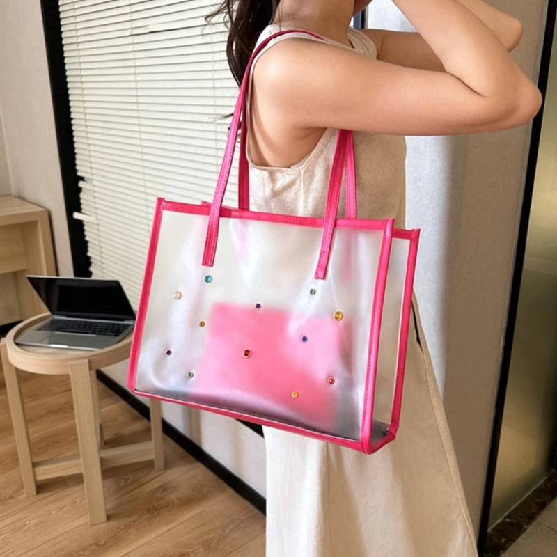 Transparent PVC Tote Bag Women Bag 2pcs/set Luxury Handbag Fashion Clear Large Capacity Shoulder Bags Ladies Shopping Bags