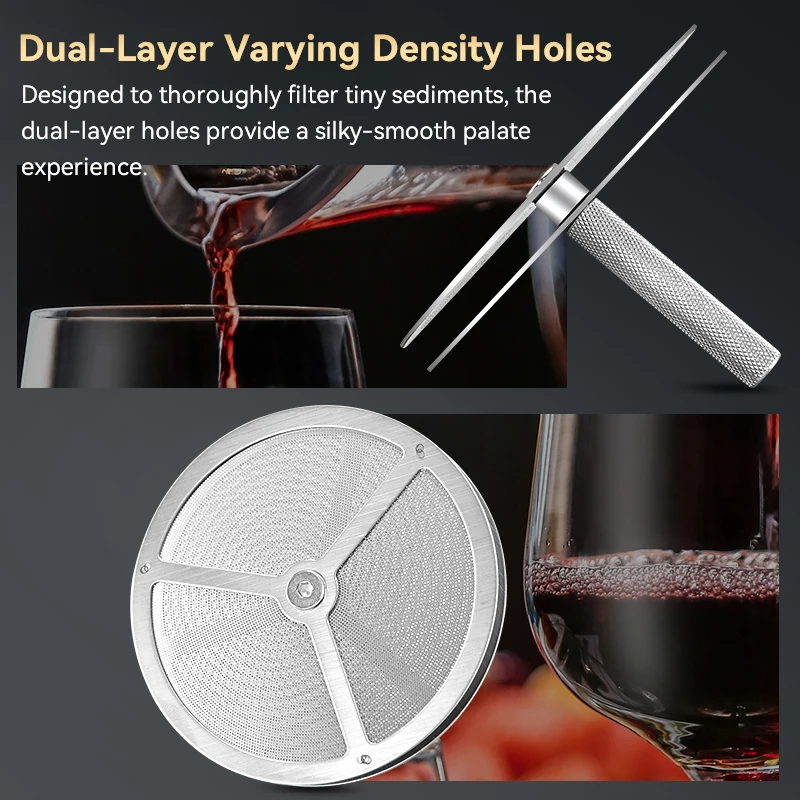 Stainless steel magic decanter double old wine filter dispenser aerator funnel with Sediment Strainer