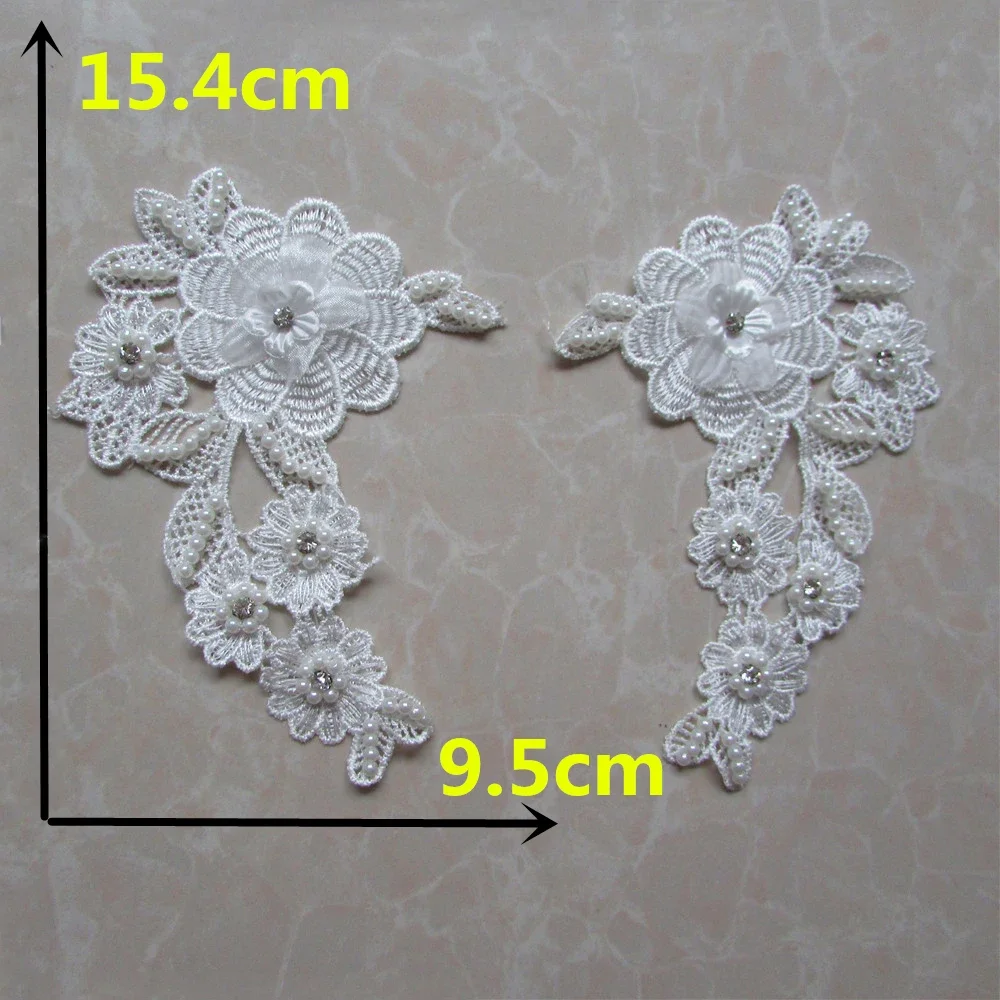 New arrival 3D flower polyester lace fabric embroidery lace collar shoes flower DIY ABS pearl sewing clothing accessories