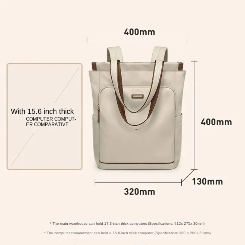 حقيبة ظهر قماشية عالية الجودة متعددة الاستخدامات باللون البيج والأسود قابلة للغسل حقيبة ظهر مدرسية للطلاب بسعة كبيرة حقائب ظهر للتنقل للرجال والنساء #6