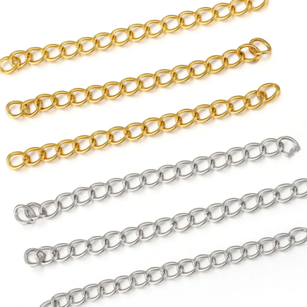 50pcs Stainless Steel Extension Chain Bulk 5cm Extend Chain for DIY Jewelry Making Bracelet Necklaces Tail Chains Connectorfor