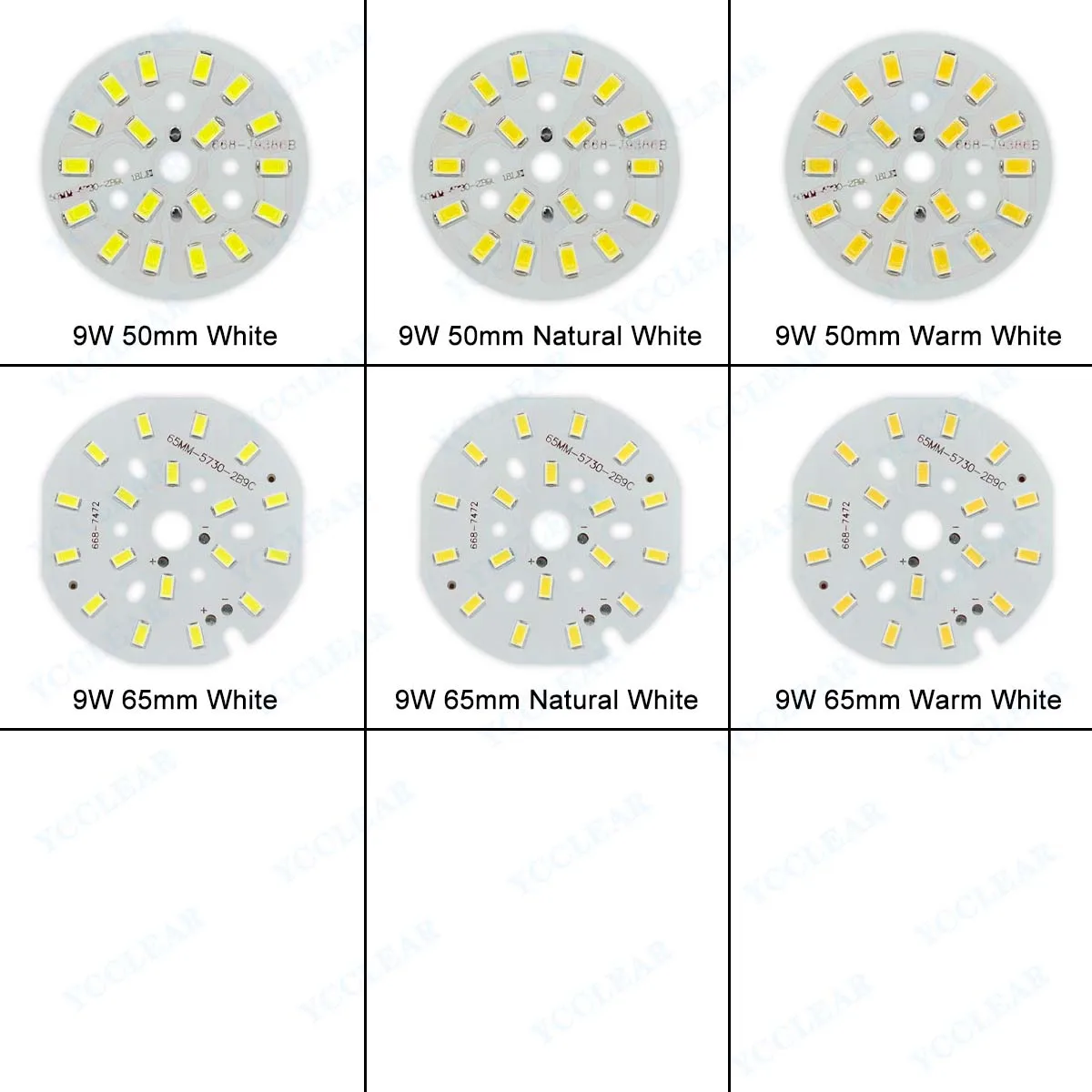 10 pièces haute puissance lumière LED panneau blanc naturel chaud 9W 27-29V SMD 5730 50mm 65mm PCB perle conseil pour bricolage Downlight projecteur