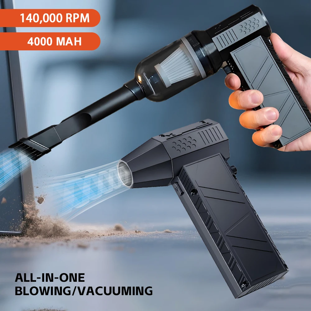 

Compressed Air Duster - Mini Blower Turbo Fan 140000RPM Jet Turbo Blower Handheld Vacuum Cleaner for Keyboard PC Cleaning