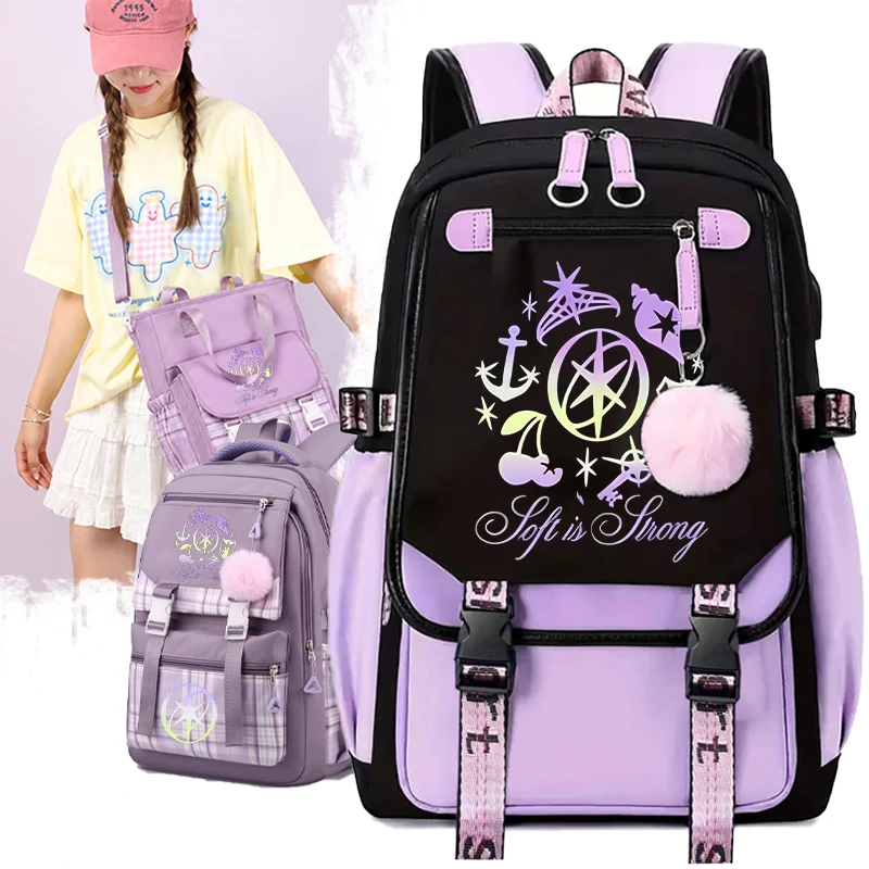 Classic Katseye Backpack 2Pc/3Pc Set Women Fashion Kpop Girl Group Katseye Print Rucksack Student Back To School Bagpack Suit