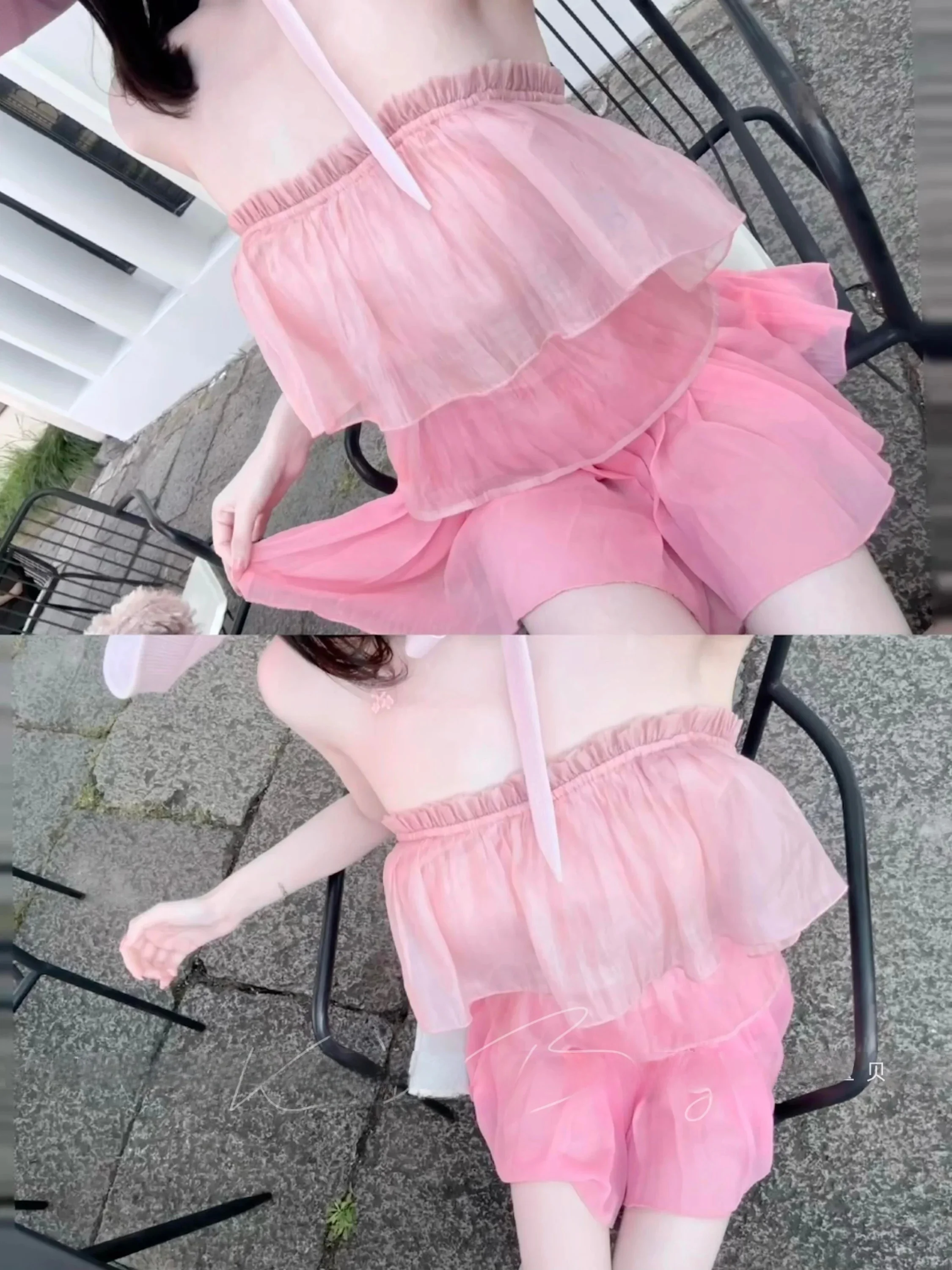 

Elegant Pure Color Shoulder Bared Chiffon Top And High Waist Skirt Two Piece Set for Women Short Sleeve Summer Fashion