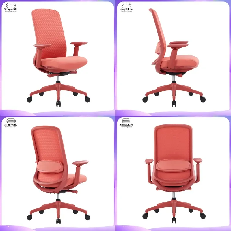 Ergonomic Office Chair Red Mesh Computer Desk Chair High Back Lumbar Support Swivel Task Chair for Home Office Gaming Seat