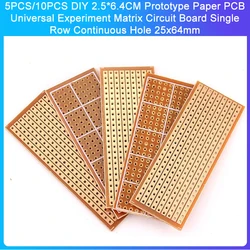 5/10pcs PCB Board 2.5x6.4cm Single Side PCB Board DIY Universal Experiment Matrix Circuit Board Single Row Continuou Hole