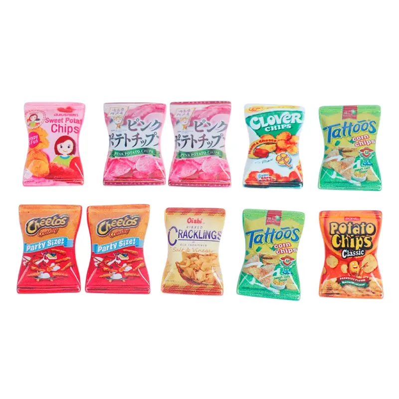 10pcs/set Dollhouse Miniature Kitchen Food Potato Chips DIY Pretend Play Toys