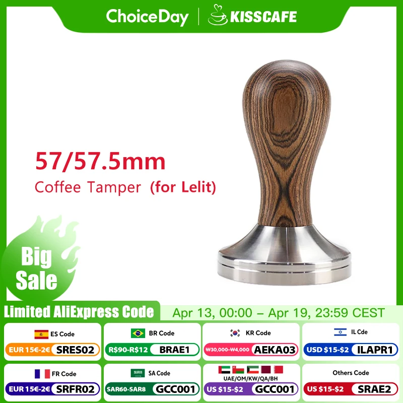 Coffee Tamper 57mm 57.5mm For Lelit Anna Anita 57MM Portafilter Stainless Steel Barista Espresso Machine Accessories Corner Tool