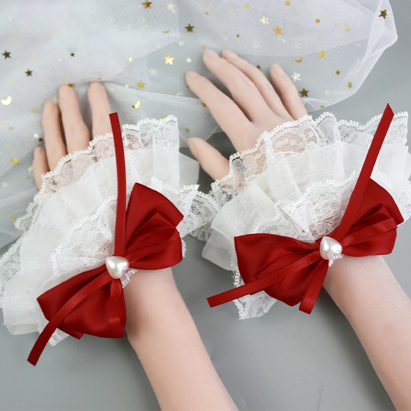 Display Nail Tips Layer Bow Lace Hand Sleeves Wrist Horn Cuffs Detachable Fake Sleeves Manicure Shoot Tools