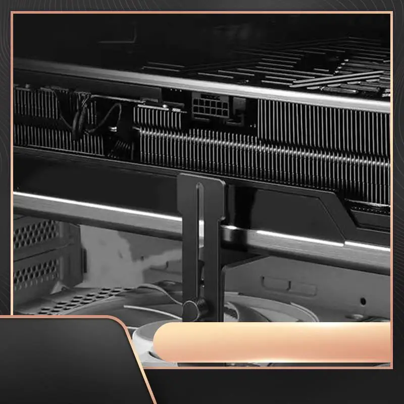 

Регулируемая опорная рамка для графического процессора, распорка для графического процессора, предотвращает провисание, опорный кронштейн для видеокарты для корпуса, положение вентилятора 12 см-N34R