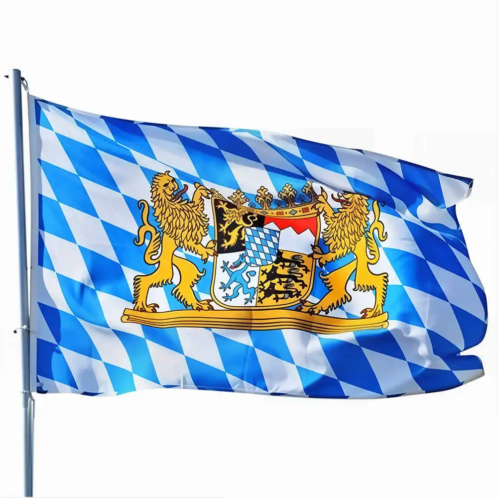 German Bavarian Flag Germany Bavaria Banner Coat of Arms Golden Lions 90x150CM Polyester Home Garden Oktoberfest Decoration