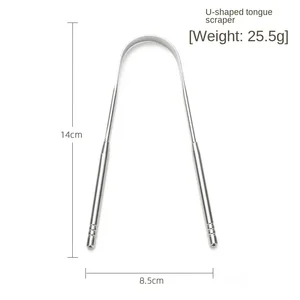 طبقة واحدة المحمولة اللسان مكشطة قابلة لإعادة الاستخدام الفولاذ المقاوم للصدأ فرشاة عن طريق الفم غير قابلة للانزلاق مقبض تنظيف اللسان أفضل 8 صندوق مكشطة لسان مبيعا - رقم 8