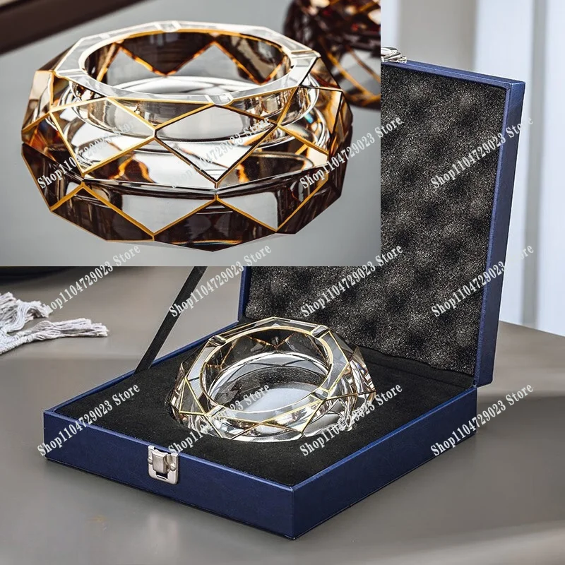 

High-end living room crystal glass cigar ashtray light luxury creative home high-end office ashtray