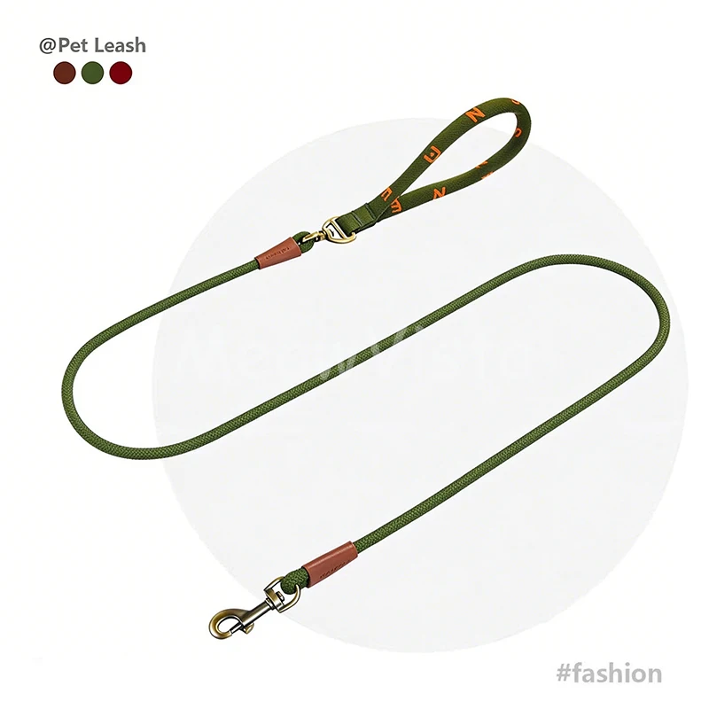 Wear Resistant Rope Dog Leash Comfortable Soft Handle 360° Swivel Snap Hook Anti-Tangle Pet Walking Lead for Daily Walking