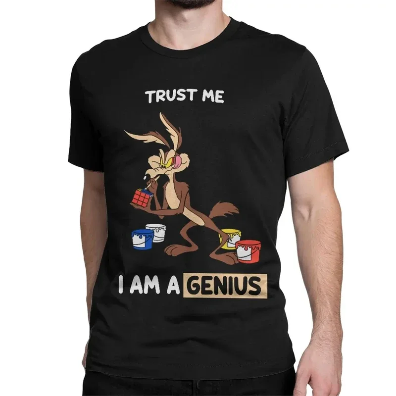 

Trust Me I Am A Genius T-Shirts Men Women Wile E Coyote Cartoon Funny 100% Cotton Tees Short Sleeve T Shirt Gift Idea Clothing